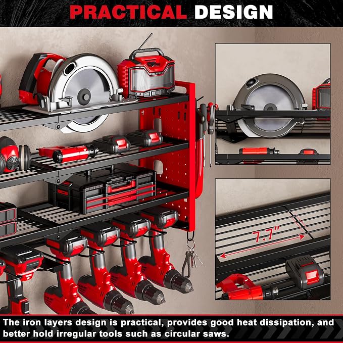 Power Tool Organizer Wall Mount, Cordless Drill Organizer, 4 Layers Large - Image 5