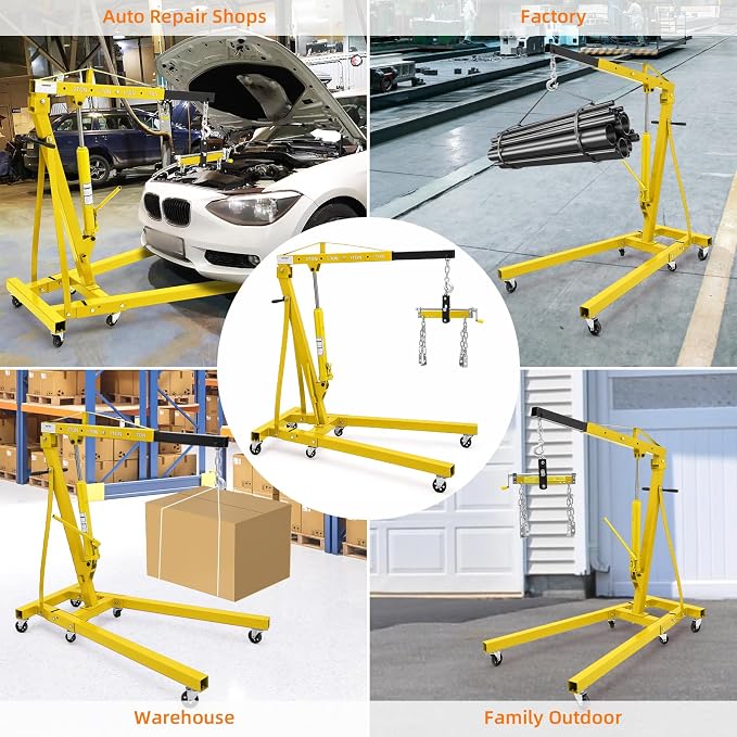 Engine Hoist with Lever, 2 Ton 4000 Lbs Heavy Duty Folding Cherry Picker Engine - Image 6