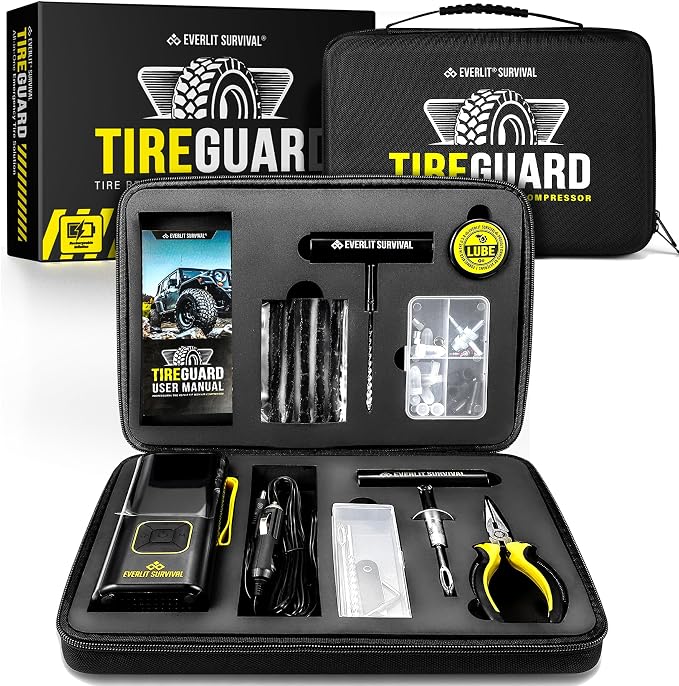 Tire Repair Kit with Air Compressor Car Emergency Kit with Universal Tire Plugs - Image 8
