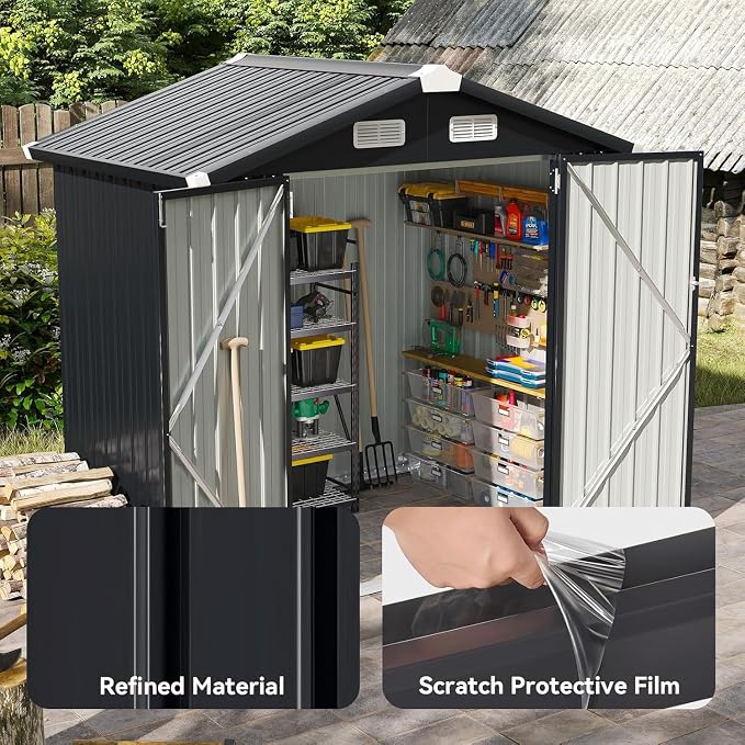 Aoxun 6.2x4 FT Shed Outdoor Galvanized Storage Shed - Image 3