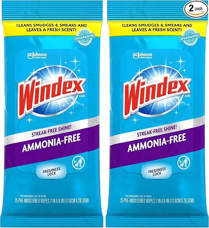 Windex Glass and Surface Ammonia-Free Pre-Moistened Wipes, Crystal Rain Fresh by Windex