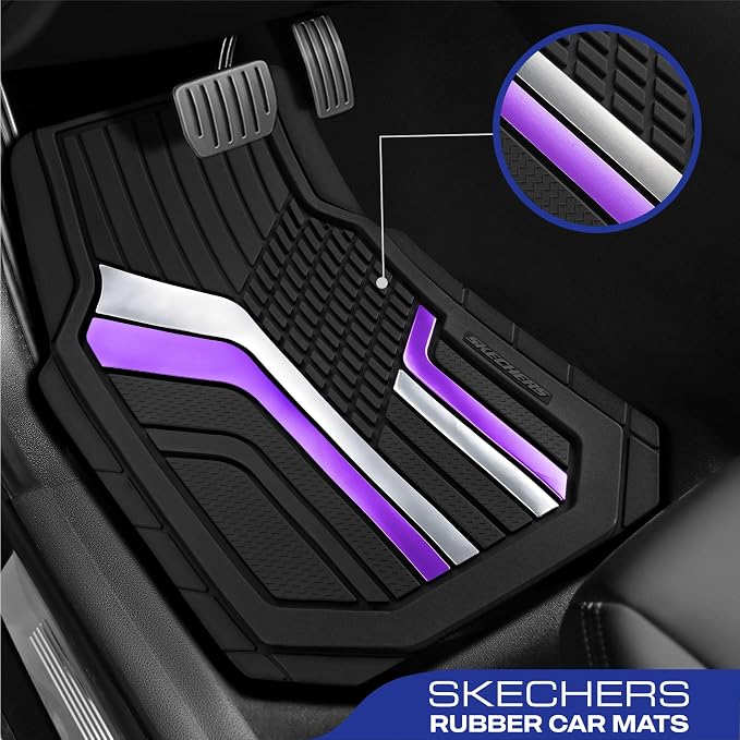 Skechers Heavy Duty Rubber Car Floor Mats, Dual Color Design Floor Mats - Image 2