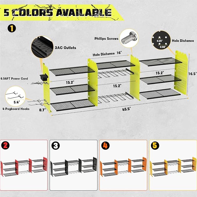Power Tool Organizer with Charging Station Wall Mount, 3 Layer Expanded Heavy - Image 3