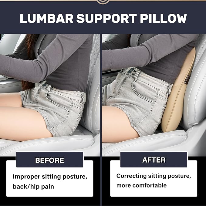 Coverado Lumbar Support Pillow for Car, Ergonomic Memory Foam Back Pillow for - Image 3