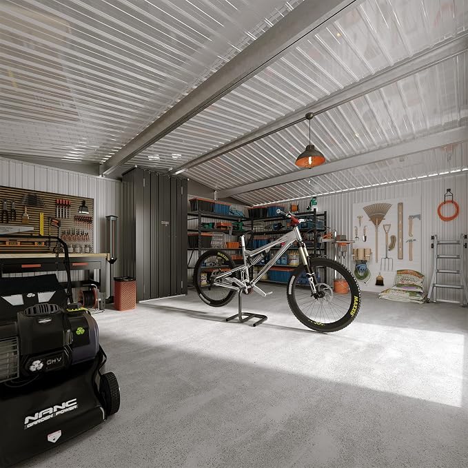 Aoxun 12x10 FT Shed Metal Outdoor Waterproof Storage Shed Steel Utility Garden - Image 3