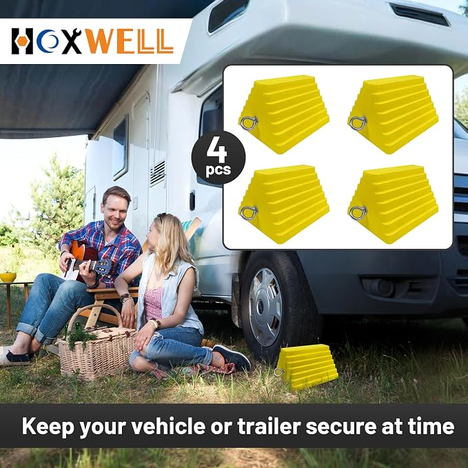 Premium 4 pcs Heavy Duty Wheel Tire Chocks, Vehicle Chocks - Image 7