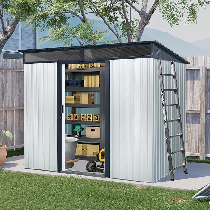 8x6 FT Outdoor Storage Shed, Metal Shed by Unknown