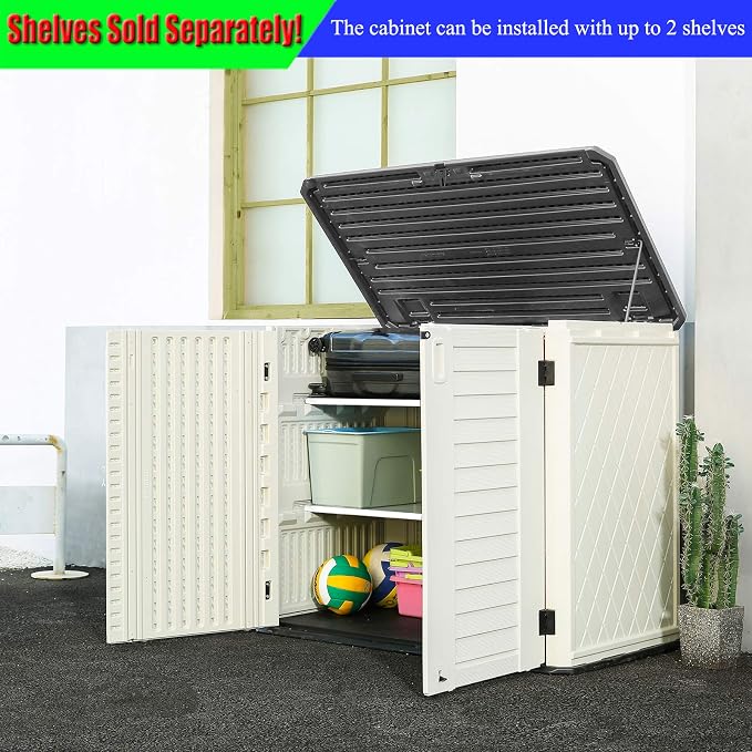ADDOK Horizontal Storage Shed Weather Resistance, Large Outdoor Storage Cabinet - Image 4