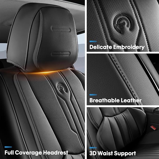 AOOG Front Seat Covers, Car Seat Covers Front Seats, Leather Seat Covers - Image 3