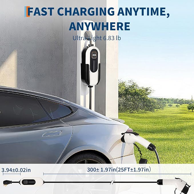 Level 2 EV Charger, 40A 240V Voltage, NEMA 14-50 Plug, 25ft Cable, Adjustable - Image 6