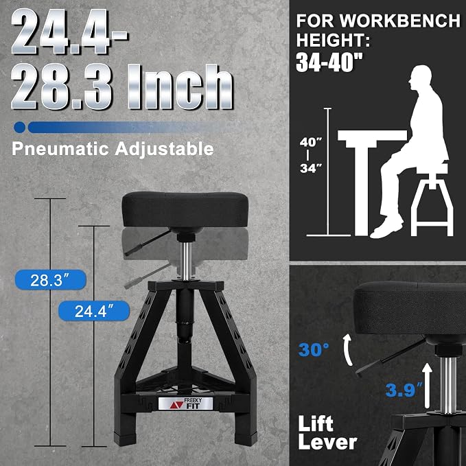 Adjustable Shop Stool, Garage Mechanic Stool Chair, Work Seat - Image 2