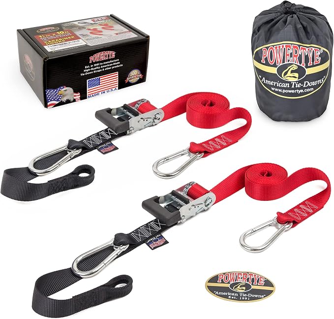 PowerTye - Made in USA - Extra Long Ratchet Tie Down Straps, Heavy Duty by PowerTyeMFG