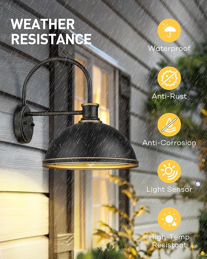 kudos Exterior Gooseneck Barn Light, Farmhouse Black Outdoor Wall Light - Image 7