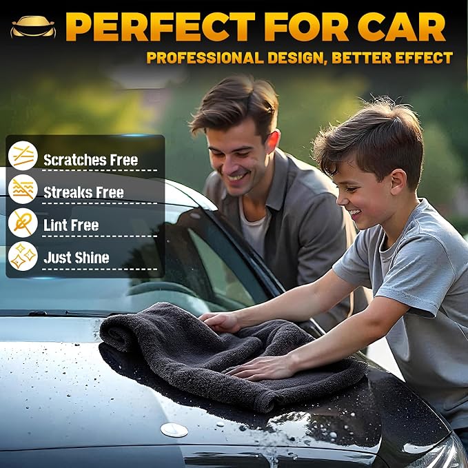 Microfiber Towels for Cars, 2 Pack 1200GSM Car Drying Towel, Dual Sided Drying - Image 5