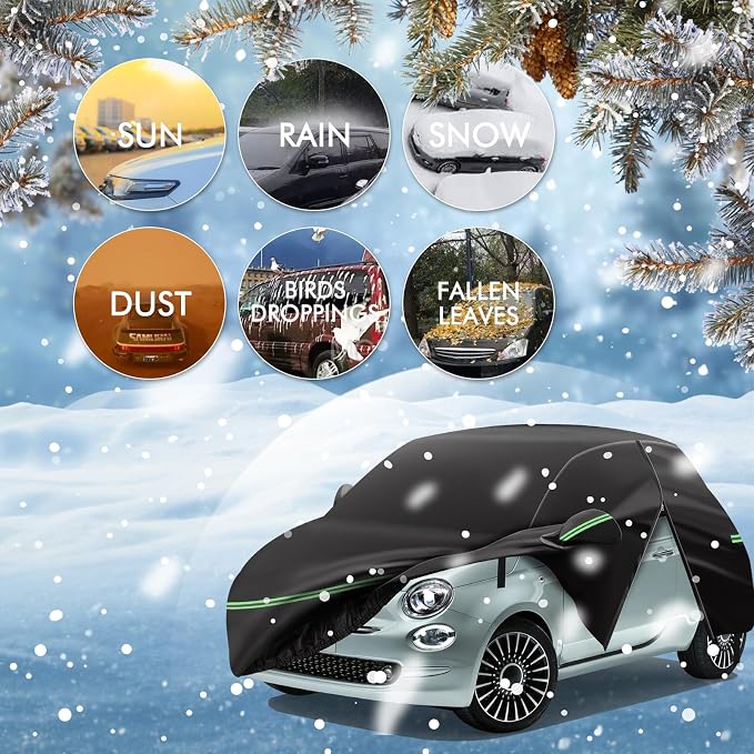 Replace for 2007-2023 Fiat 500/500C Car Cover 210D Outdoor Waterproof UV Snow - Image 8