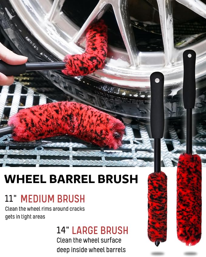 Premium 7PCS Car Wheel Rims Detail Cleaning PRO Wash Kit, Wheel Wash Mitt - Image 2