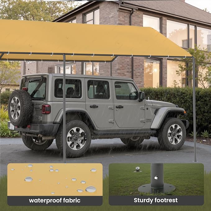 GOJOOASIS 10x20 Carport Heavy Duty Portable Garage Shelter Metal Car Canopy Tent - Image 3
