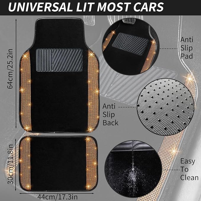 NBTEPEM Bling Car Floor Mats Full Set, Universal Fit Most Cars - Image 7