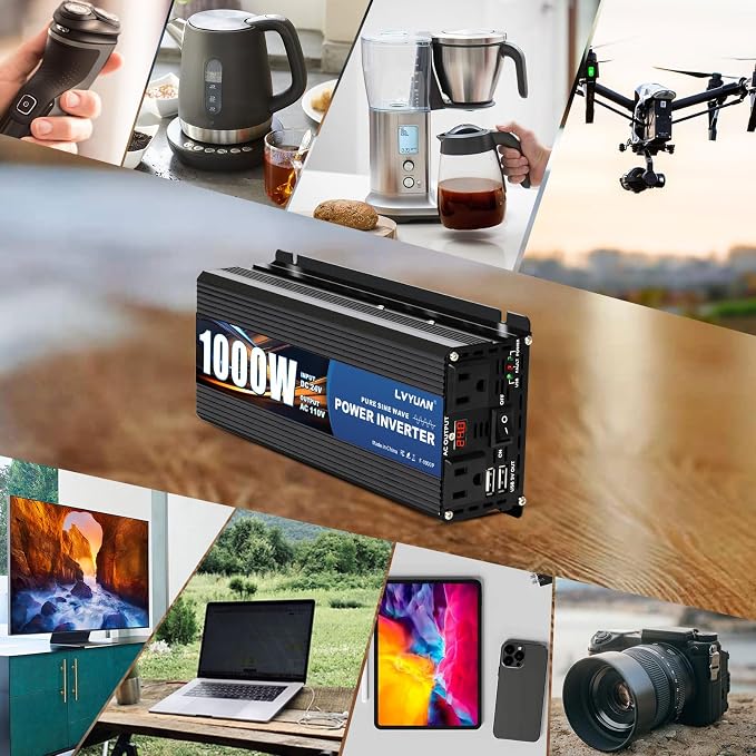 LVYUAN 1000 Watt Pure Sine Wave Power Inverter 24V to 110V/120V DC to AC - Image 5