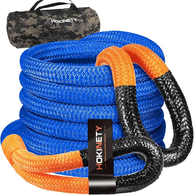 Kinetic Recovery Tow Rope: 1.26" x 30ft 55000LBS Snatch Strap Heavy Duty by HOKINETY