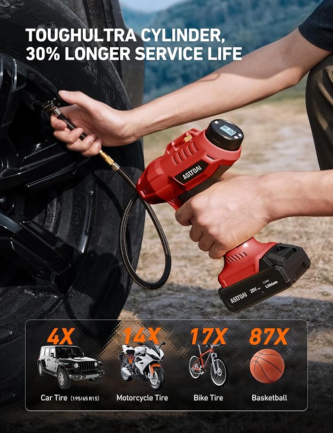 AstroAI C2 Cordless Tire Inflator Air Compressor 20V Rechargeable Battery - Image 2