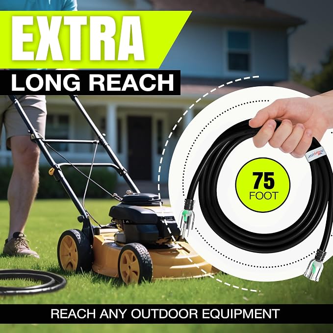 75ft Outdoor/Indoor Extension Cord 10/3 Gauge Ultra Heavy Duty 3 Prong SJTW - Image 6