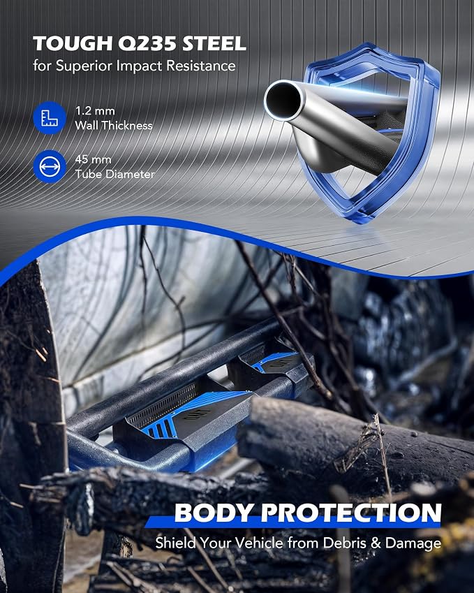 Running Boards Compatible with Toyota Tacoma Double Cab 2005-2023, 6.6" Side - Image 8