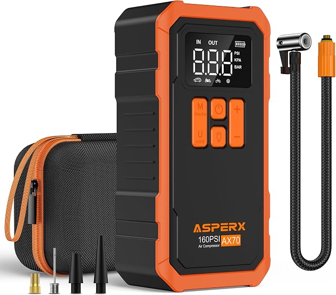 Tire Inflator Portable Air Compressor- 160PSI & 10000mAh Portable Air Pump by AsperX