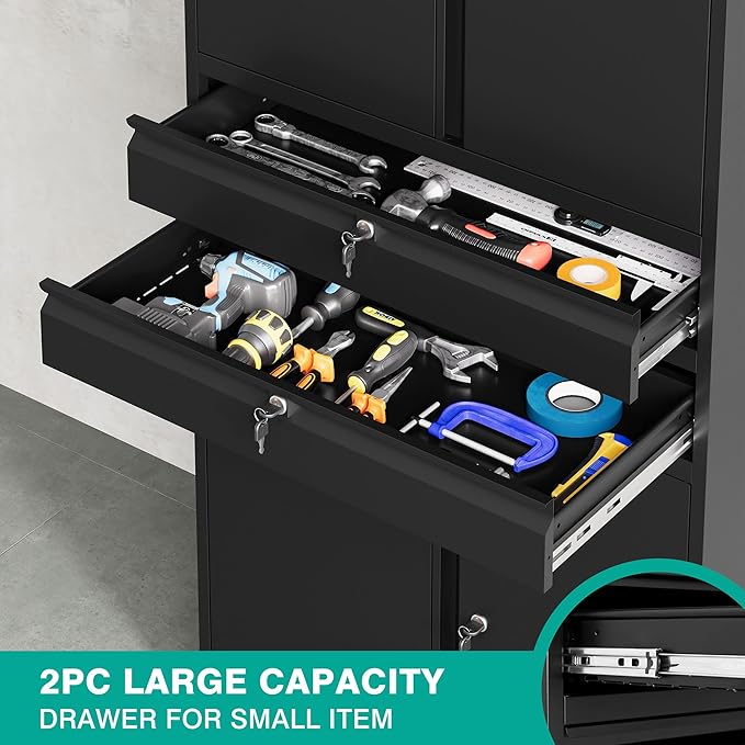 Metal Storage Cabinet with Drawer and Locks - Image 6