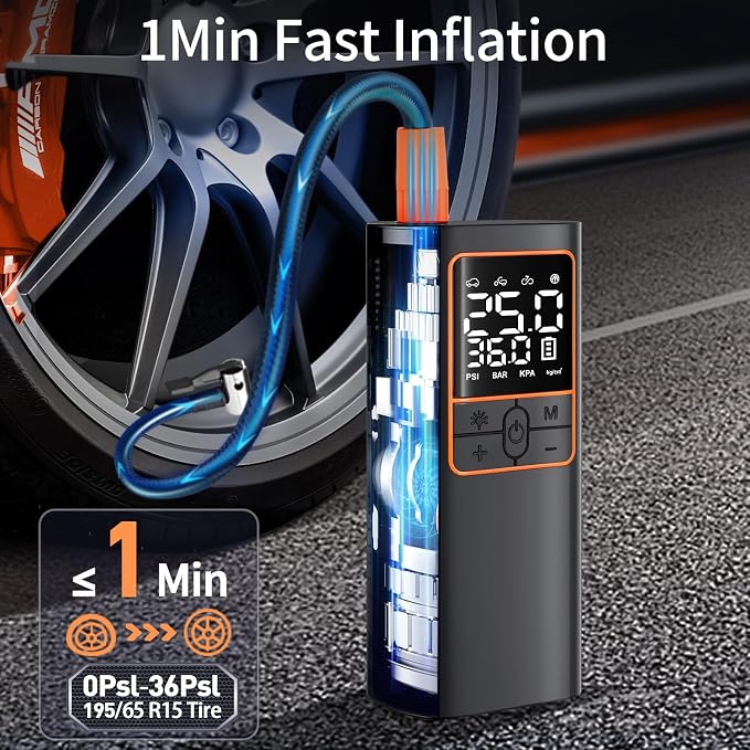 LAMONKE Tire Inflator Portable Air Compressor, 2X Faster Inflation Car Tire - Image 4