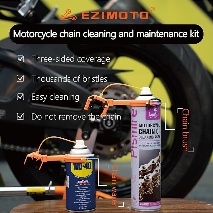 Bluebark Motorcycle Chain Cleaning Kit & Bike Chain Cleanse, Chain Brush & Oiler - Image 6