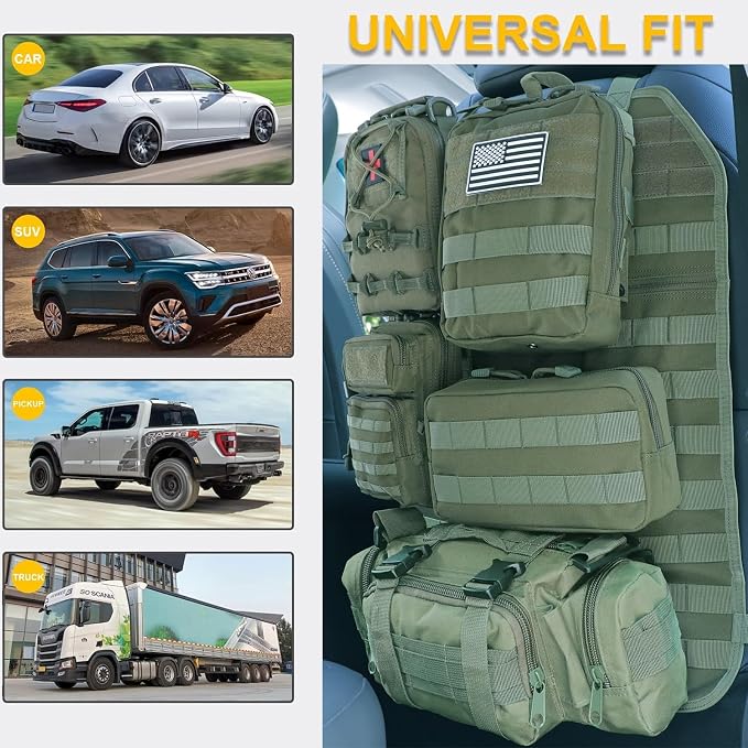Universal Tactical Seat ​Back Organizer Vehicle Molle Panel Organizer Storage - Image 2