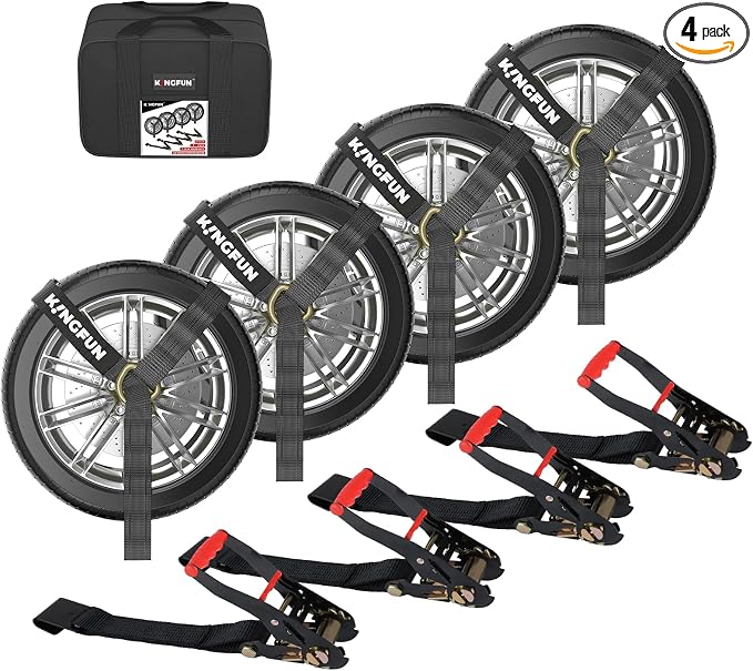 Kingfun Car Tie Down Straps for Trailers 4 Pack– Heavy Duty 2" x 120" Trailer by Kingfun