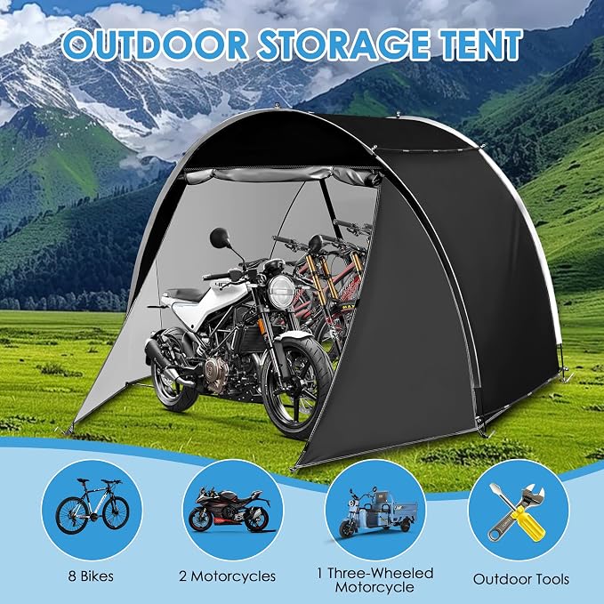 11.5'*6.9'*5.4' Bike Storage Shed Tent, Outdoor Portable Bike Storage, 210D - Image 3