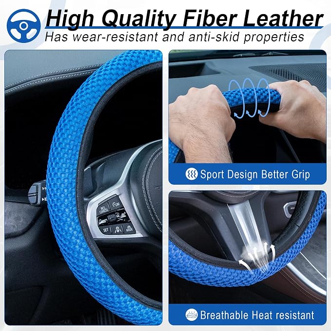 alpmosn Elastic Stretch Steering Wheel Cover, Universal Interior Accessories - Image 3