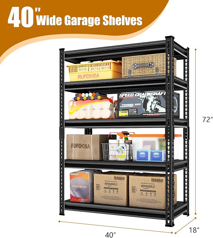 40" W Garage Shelving Heavy Duty，2000LBS Loads Adjustable Garage Storage Shelves - Image 2