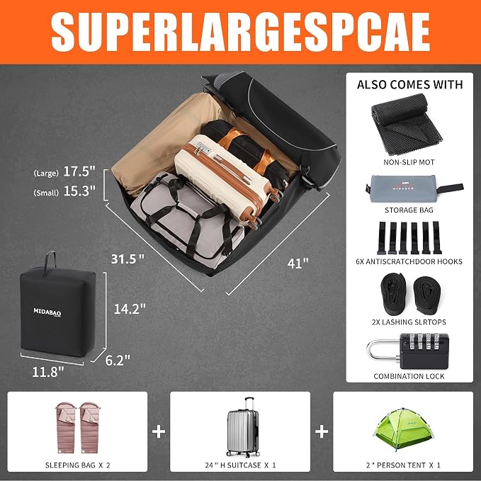 MIDABAO Waterproof Duty Car Roof Top Carrier-Car Cargo Roof Bag Car Roof Top - Image 2