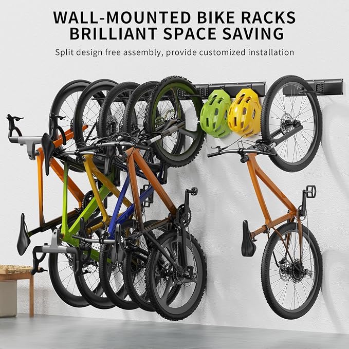 Bike Storage Rack 48Inch for 6 Bikes + 5 Helmets, Heavy Duty Bike Hangers for - Image 7