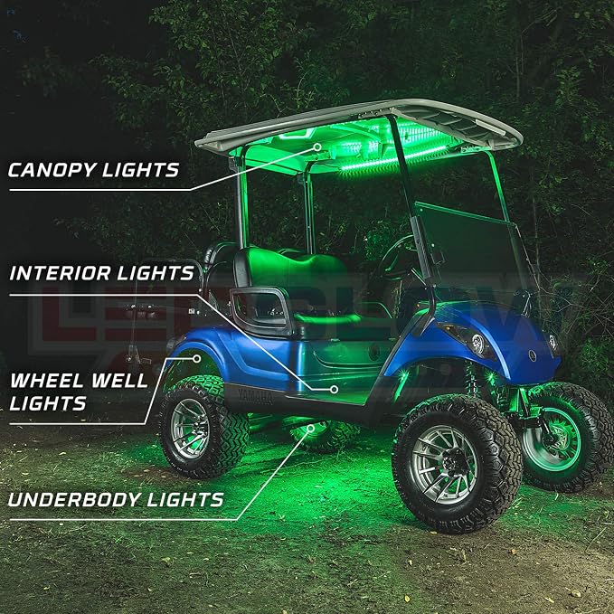 LEDGlow 12pc Million Color LED 4-Seater Golf Cart Underglow Neon Kit - Image 3