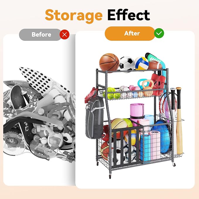 HOMREST Sports Equipment Storage, Ball Storage, Ball Holder, Garage Sports - Image 5