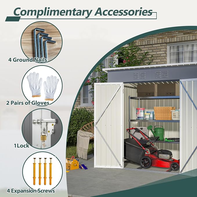 6x4 FT Outdoor Metal Storage Shed - Image 7