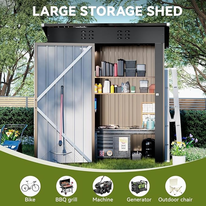 COMHOMA Shed Outdoor Storage Shed Metal, Lockable Doors Tool Sheds - Image 4