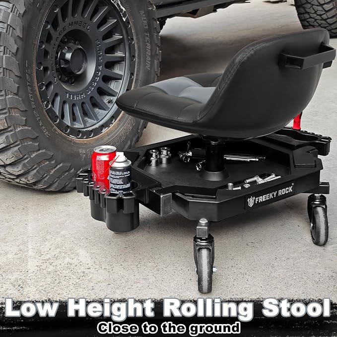 Rolling Stool with Wheels, Adjustable Height Pneumatic Garage Work Mechanic - Image 9