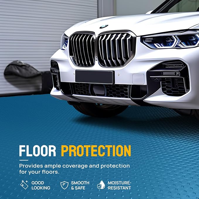 TUFFIOM 7.5 x 17 FT Garage Floor Mat, Thickened Diamond Plate PVC Garage Mats - Image 2