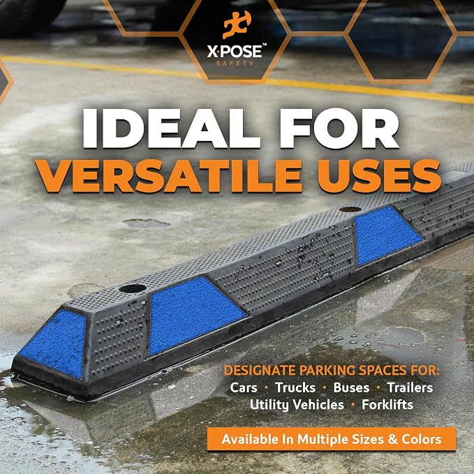 Xpose Safety 72" Heavy Duty Rubber Parking Stopper – 6 Pack Wheel Blocks - Image 6