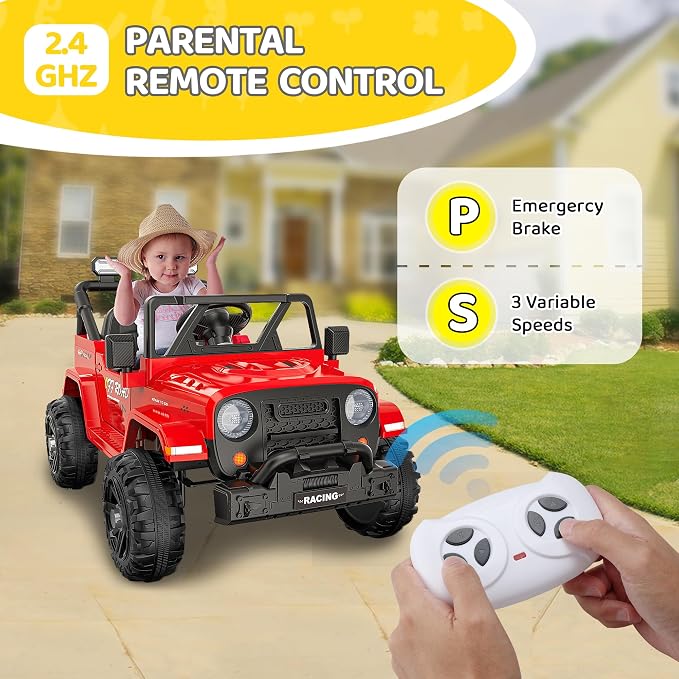 12V Ride On Truck Car with Remote Control, Kids Electric Vehicles with - Image 3