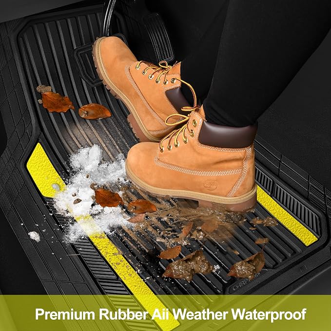 CAR PASS Yellow Car Mats Metallic, Aluminum Film All Weather Rubber Lemon - Image 6