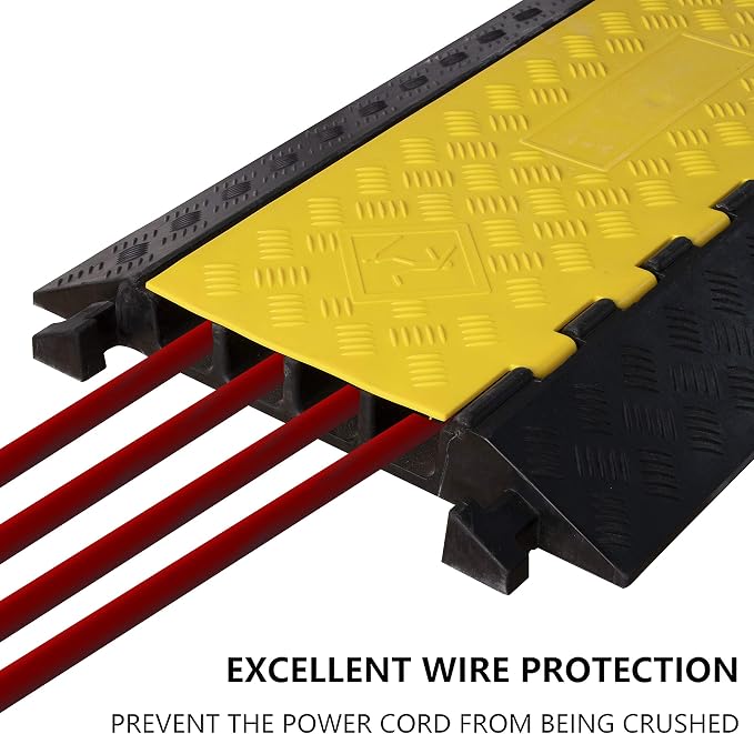 1 Pack Rubber Cable Ramp Hose Cable Protector Ramp 4 Channel 22000Lbs Load - Image 3
