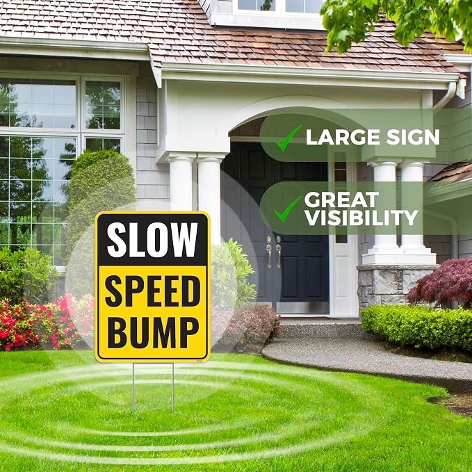 2PC Speed Bump Sign with Stakes, 17 Inches by 13 Inches - Image 4