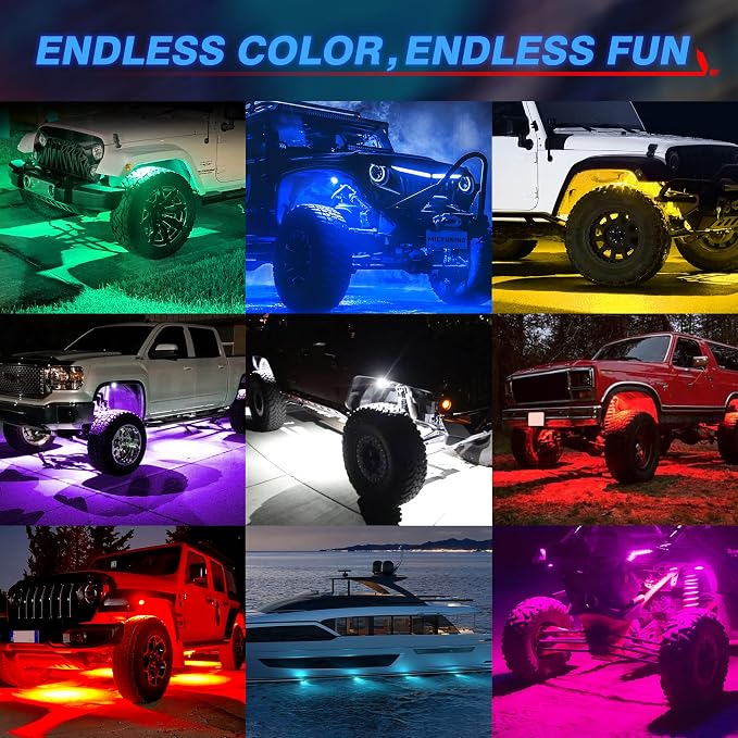 MICTUNING Q1 RGBW Rock Lights, 12 Pods Pure Color Underglow Neon Multicolor - Image 3